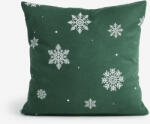 Goldea față de pernă flanel - fulgi de zăpadă pe verde 40 x 60 cm