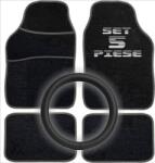  Set Auto Essential AVEX - 5 piese, Covorase Universale Mocheta + Husa Volan Piele Ecologica Perforata, Negru (AVX-ESSENTIAL)