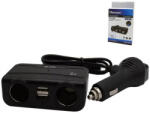 Olesson Încărcător Auto Olesson 1676, 120W, 12/24V, 2 Ieșiri Brichetă și 2 Porturi USB cu Voltmetru (AX_1676)