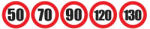 AutoHelix MSA Set Sticker limita viteza 50Km/H 70Km/H 90Km/H 120Km/H 130Km/H (afisare001)