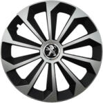 AutoHelix MSA Set 4 Capace Roti 15 inchi (R15) Fame Gri-Negru, Compatibile Cu Peugeot (1990-1990)
