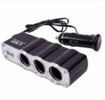 Olesson Încărcător Auto Olesson WF-0120, 60W, 3 Porturi Brichetă și 1 USB, Negru-Argintiu (AX_WF0120)
