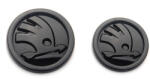 AutoHelix MSA Set doua embleme capota/portbagaj pentru Skoda Octavia Superb Fabia Rapid Kodiaq 80mm 90mm negru lucios (skodaset2)