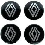AutoHelix MSA Set 4 embleme stickere Compatibile cu Renault model nou din tabla (aluminiu), autoadezive, 56mm, pentru capace roti, Negru (maf3431)