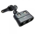 Olesson Încărcător Auto Olesson cu 3 Prize și 4 Porturi USB si voltmetru (AX_1680)