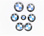 AutoHelix MSA Set embleme BMW 7 piese, alb-albastru, capota/portbagaj 82/74 mm, jante 68mm, volan 44 mm, seria Seria (1, 3, 5, 6, 7, X1, X3, X5, X6, E46, E90, E60, F10, F30) (emblem7)