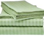 Kotonia Home Cearceaf de pat Kotonia Home Deco, 100% bumbac, Damasc Saten, dimensiune dungi 1 cm, Verde Fistic, 150x240 cm (001890-150)