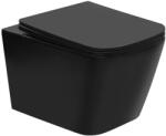 Welland Cono Rimless fali WC csésze + soft-close slim WC ülőke - fekete - pepita
