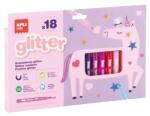 APLI Filctoll készlet, 4, 8 mm, kimosható, csillámos, APLI Kids "Glitter", 18 különböző szín (LCA20626) - webpapir