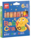 APLI Színes ceruza készlet, vastag, hegyezővel, 3 az 1-ben, APLI Kids Baby Crayon , 6 különböző szín (20635) - kellekanyagonline