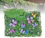  Panou Artificial din Plastic Cu Fluturi, 40x60 cm, Usor de Montat, Ideal pentru Perete, Balcon, Terasa, Rezistent la UV, Verde (19079-71)