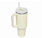  Rozsdamentes Duplafalú Thermo Pohár / Utazóbögre Szívószállal - 1200 ml, Világoskék - Krém (NW17Crem)