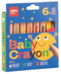 APLI Színes ceruza készlet, vastag, hegyezővel, 3 az 1-ben, APLI Kids "Baby Crayon", 6 különböző szín (20635) - iroszer24