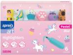 SPREE Set 6 evidentiatoare PASTEL capac cu FIGURINE, SPREE
