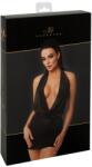 Noir Rochie Noir Orgia Luminara - Neagră, cu Efect de Sclipici Argintiu și Decolteu Cowl - Negru , S