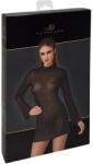 Noir Rochie Mini Noir - Neagră Transparentă cu Sclipici și Mâneci Trumpet - Negru , M