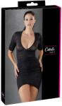 Cottelli PARTY Rochie Mini Ruffles - Neagră Semi-Transparentă, cu Volane și Decolteu Adânc - Negru , L