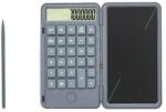 Flippy Újratölthető kézi számológép írótáblával, Flippy, hordozható számológép, LCD képernyő, 12 számjegyű kijelző, 15 cm-es képernyő, szürke színű (126424)