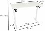  Biurko elektryczne regulowane pamięć panel sterowania 120x60cm białe (KX2640)