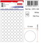 Tanex Etichete autoadezive rotunde, D13 mm, 700 buc/set, TANEX, alb (TX-OFC-129-WH)