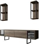 Hanah Home TV Unit Walnut Black Chrome Line - Walnut, Black