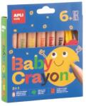 APLI Színes ceruza készlet, vastag, hegyezõvel, 3 az 1-ben, APLI Kids "Baby Crayon", 6 különbözõ szín (6 db) (LCA20635)
