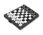 Perkft Sakk Dámajáték 2IN1 Kis Összecsukható Játéktábla 13X13CM Bábuk A Játékhoz