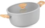 Magic home Oala ceramica cu capac de sticla, manere lemn, 5.9 L, 28 cm, MagicHome Harmony (8010071)
