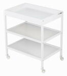 FreeON Masuta de infasat, FreeON, Mila, Din lemn, Cu 4 roti pentru transport facil, Cu 3 suprafete de depozitare, 76x54x86 cm, White (82702) - piciulica Saltea de infasat