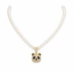 ElectraStore Colier Perle Cu Pandantiv Teddy Bear Auriu (C5107)