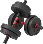 HOMCOM Set 2 gantere antiderapante cu 8 discuri de greutăți, 15 kg total, și conector, din oțel, HDPE și nisip, negru | Aosom Romania (A91-143V03BK)