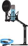 RØDE NT1 Signature + XLR cable + desktop studio arm light blue