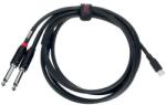  Cablu audio Kirlin USB-C la 2x Jack 6, 3 mm, 1, 8 m, negru