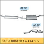 Edex DACIA Duster 1.6 4x4 (2010-2018) - Középső és Hátsó kipufogó szett (SET-ED-0238-0239)