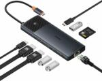 Baseus Metal Gleam II 10 az 1-ben USB-C hub dokkolóállomással, dupla HDMI, 100W PD, 10 Gb/s, Ethernet, SD/TF kártyaolvasó, Cosmic Black