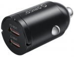 ORICO MiniRing autós töltő, 30W, 3A, 2 x USB-C, fekete