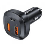 ACEFAST B9 autós töltő, 66W, 5A, 2 x USB-A - 1 x USB-C, fekete