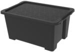 Rotho Evo Easy tárolódoboz fedéllel, 44 L, újrahasznosított műanyag (PP), fekete, 58, 5 x 39 x 27, 9 cm