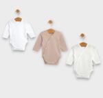 Rainy Set de 3 body-uri cu mâneci lungi 48 - 80 cm alb/latte/ecru