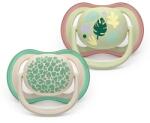Philips Suzete ortodontice Ultra Air + cutie de sterilizare (6-18 luni) design frunze, neutre, 2 buc. 00A. 0651.001