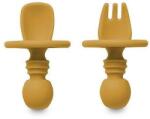 Interbaby Set de tacâmuri din silicon Anti-Choking Earth Ocher Set pentru masa bebelusi