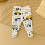 Rainy Pantaloni cu botoșei pentru bebeluși cu talie pliabilă, 48-68 cm, Excavatoare