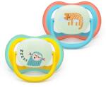 Philips Suzete ortodontice Ultra Air Night + cutie de sterilizare (18+ luni) maimuțică/leopard, culori neutre, 2 buc. 00A. 0662.001
