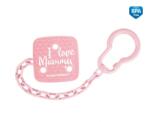 Canpol Clemă pentru suzetă cu lanț I LOVE MUMMY H roz 2/734
