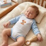Rainy Body pentru bebeluși cu mâneci lungi 48-80 cm. Cățeluș cu fundiță