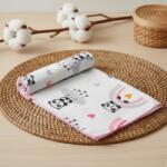 Rainy Scutec din catifea pentru bebeluși 80x35 cm. Panda cu curcubeu roz