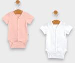 Rainy Set de 2 body-uri cu mâneci scurte 56-80 cm. bomboană/alb