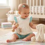 Rainy Set pentru bebeluși din 2 piese Fashion Bunny 62-92 cm ecru/aqua