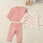 Rainy Set pentru bebeluși din 3 piese Ursuleț cu fundiță 62-92 cm pudră