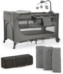 KinderKraft Pătuț portabil pentru bebeluși Joy Full cu 2 niveluri și accesorii, culoare Dark Grey NEW024343
